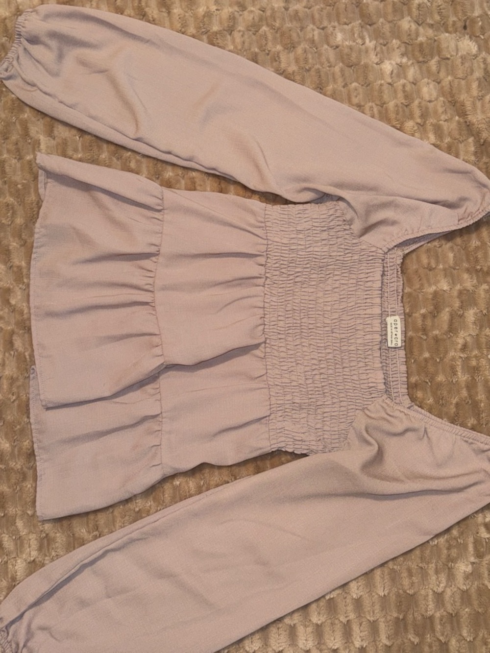 Paper Crane Lavender Smocked Square-Neck Long-Sleeve Blouse